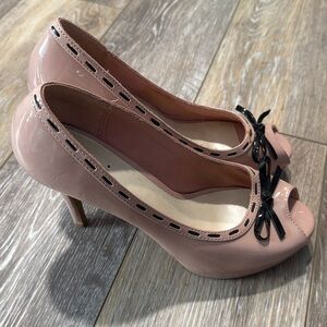 Pink and Black Bow Platform Shoes